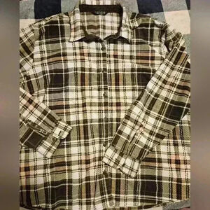 Riders By Lee Womens Brown Plaid button up Flannel shirt size XXXL